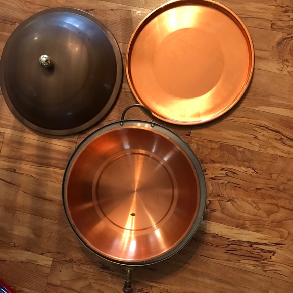 Morgan Designs brass copper 14” chafing dish food warmer serving platter warming - Picture 2 of 15